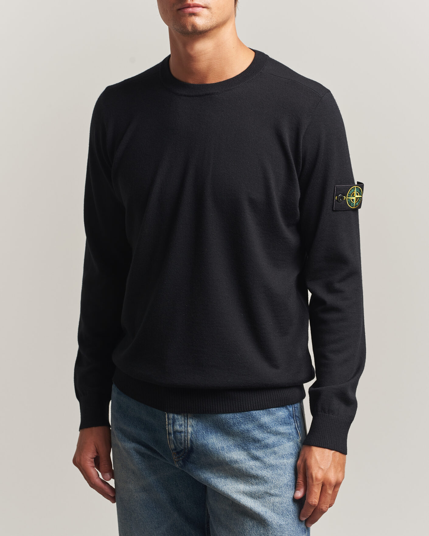 Men | Sweaters & Knitwear | Stone Island | Light Pure Wool Crew Neck Black
