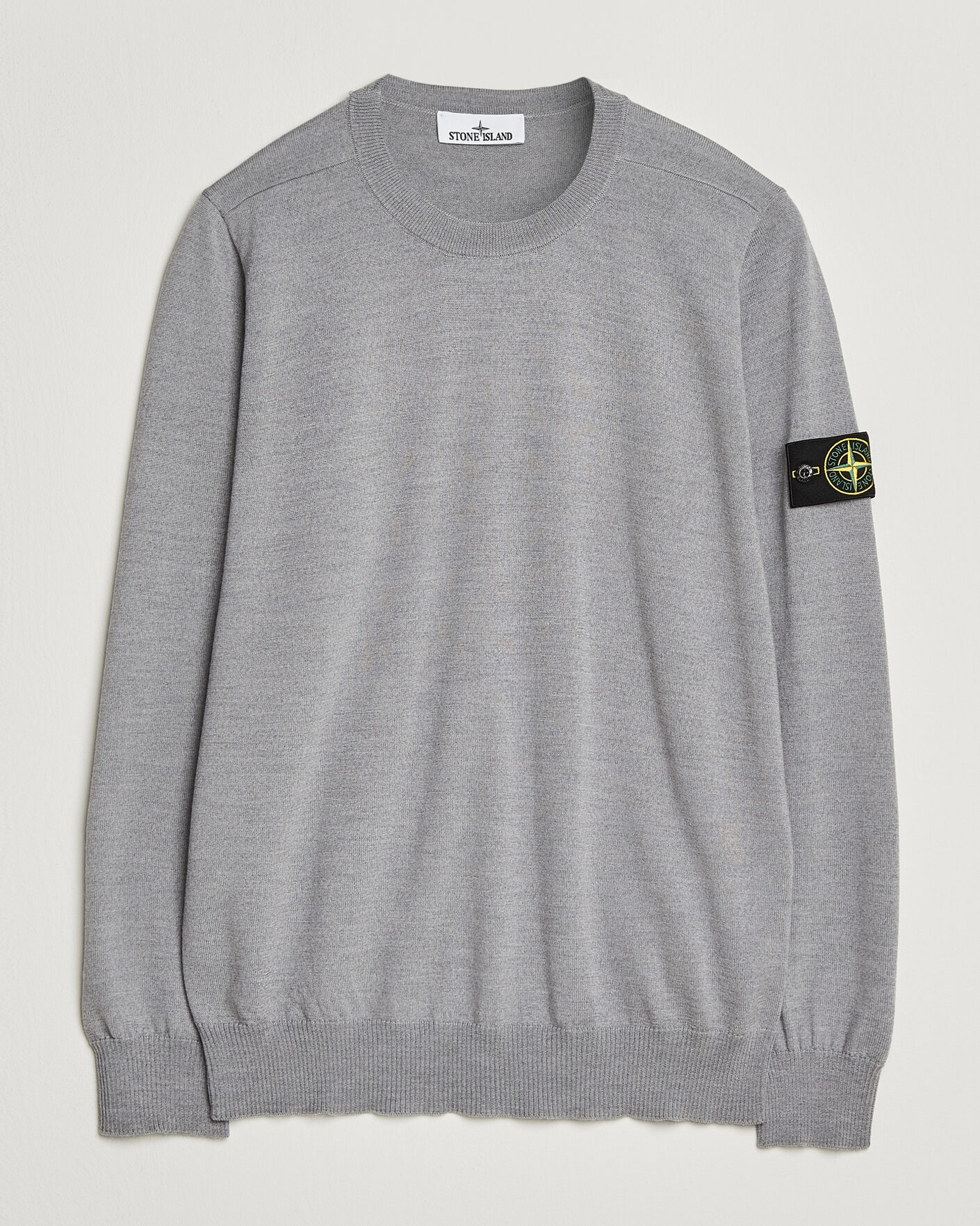 Men | Sweaters & Knitwear | Stone Island | Light Pure Wool Crew Neck Ash Grey Melange
