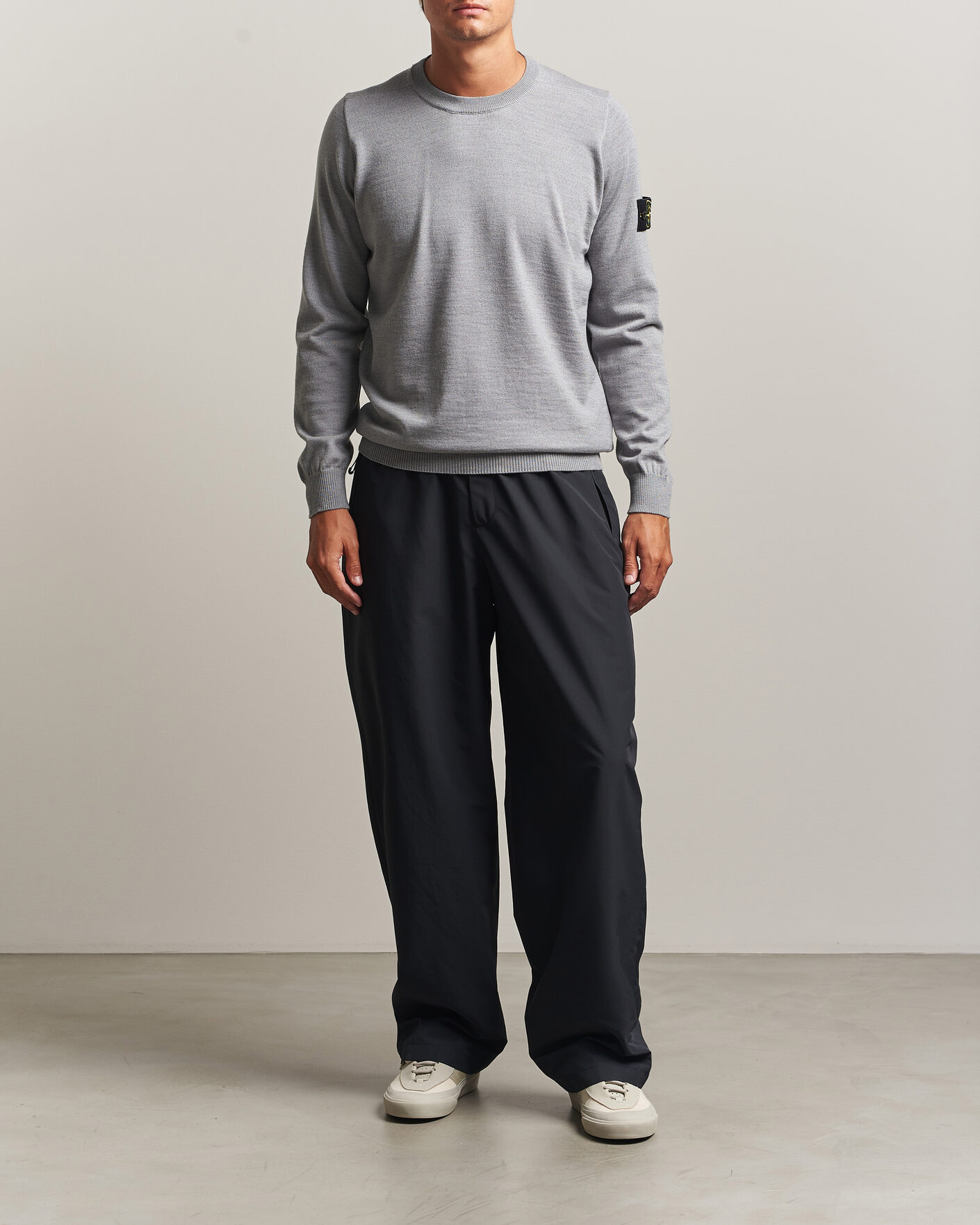Men | Sweaters & Knitwear | Stone Island | Light Pure Wool Crew Neck Ash Grey Melange
