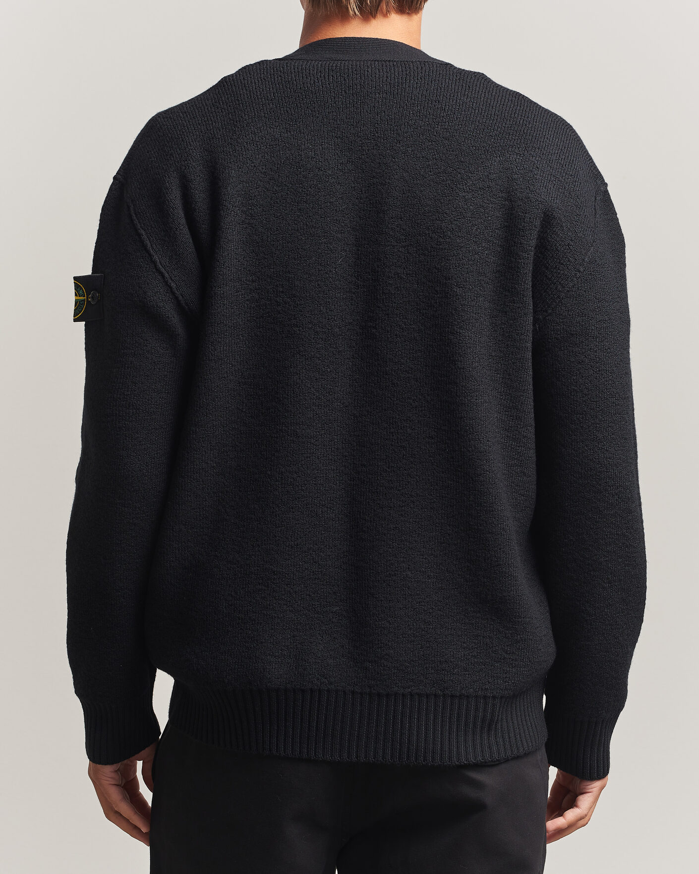 Men | Sweaters & Knitwear | Stone Island | Textured Stitch Wool Cardigan Black