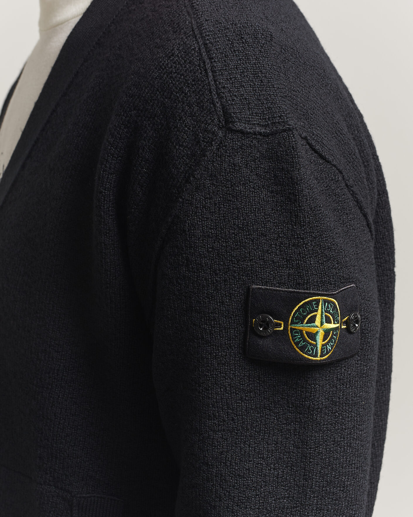 Men | Sweaters & Knitwear | Stone Island | Textured Stitch Wool Cardigan Black