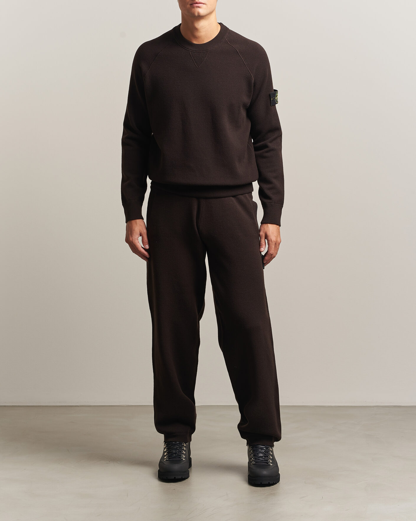 Men | Sweaters & Knitwear | Stone Island | Plush Stitch Stretch Wool Sweat Coal Grey