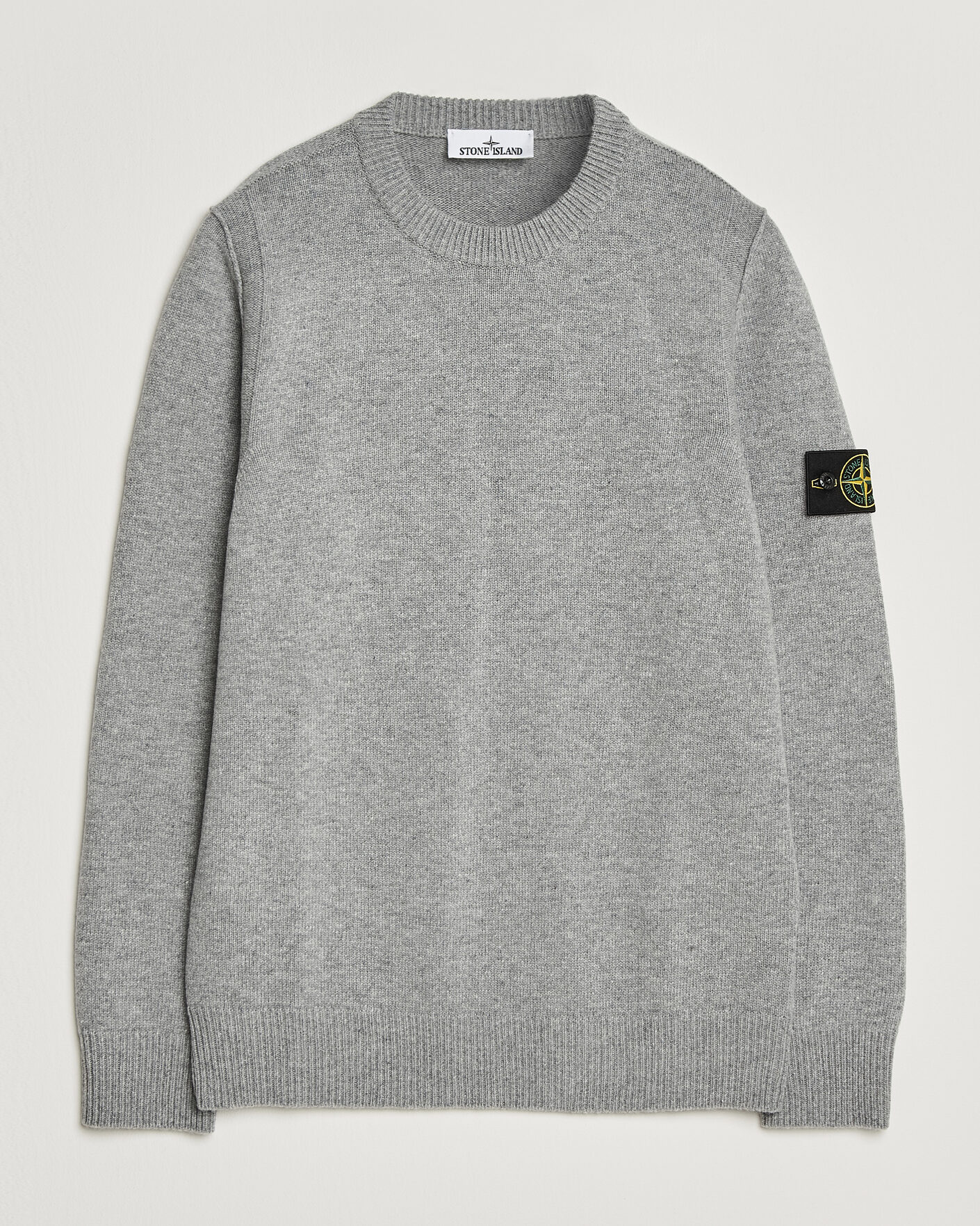 Men | Sweaters & Knitwear | Stone Island | Knitted Lambswool Crew Neck Grey Melange