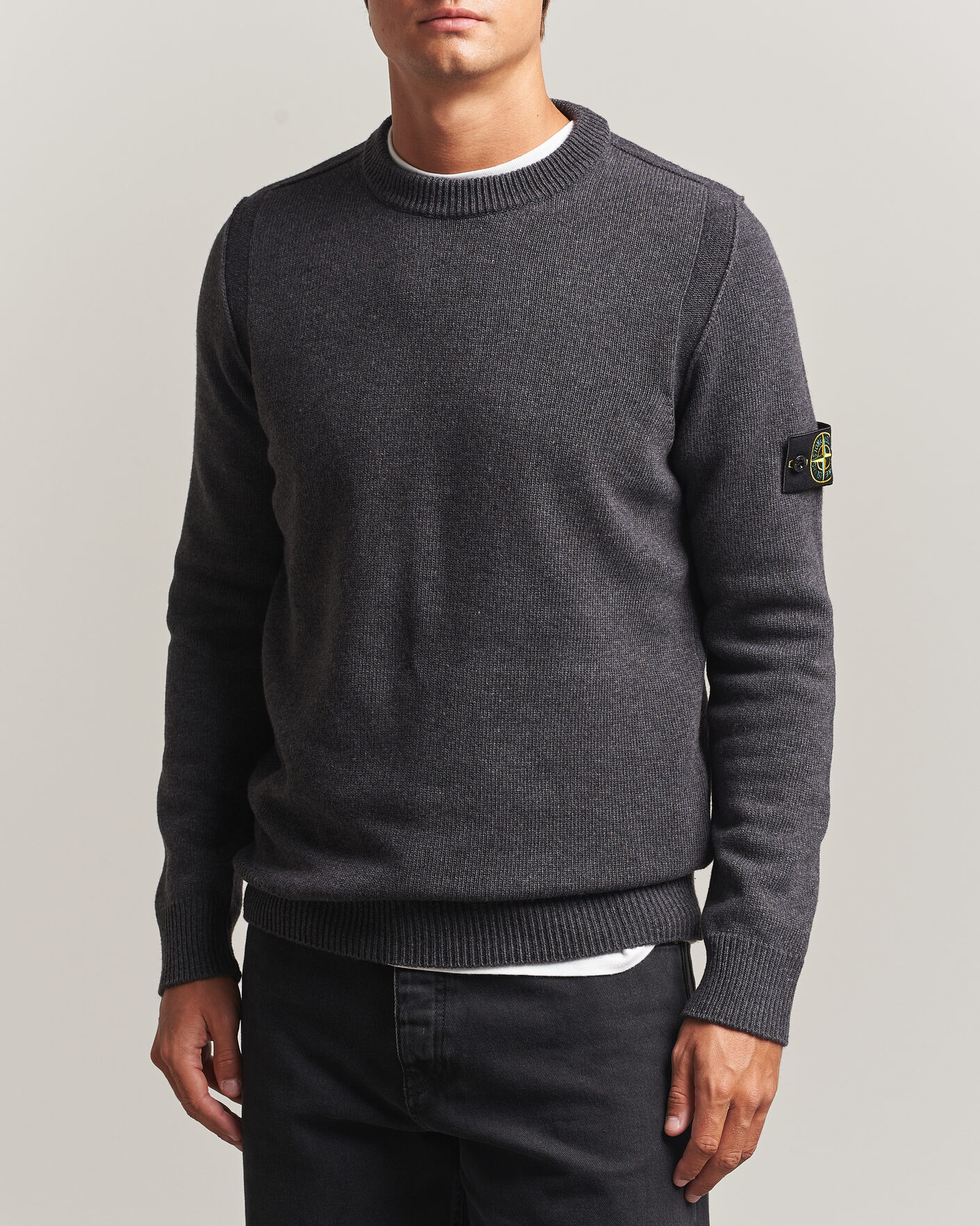 Men | Sweaters & Knitwear | Stone Island | Knitted Lambswool Crew Neck Melange Lead