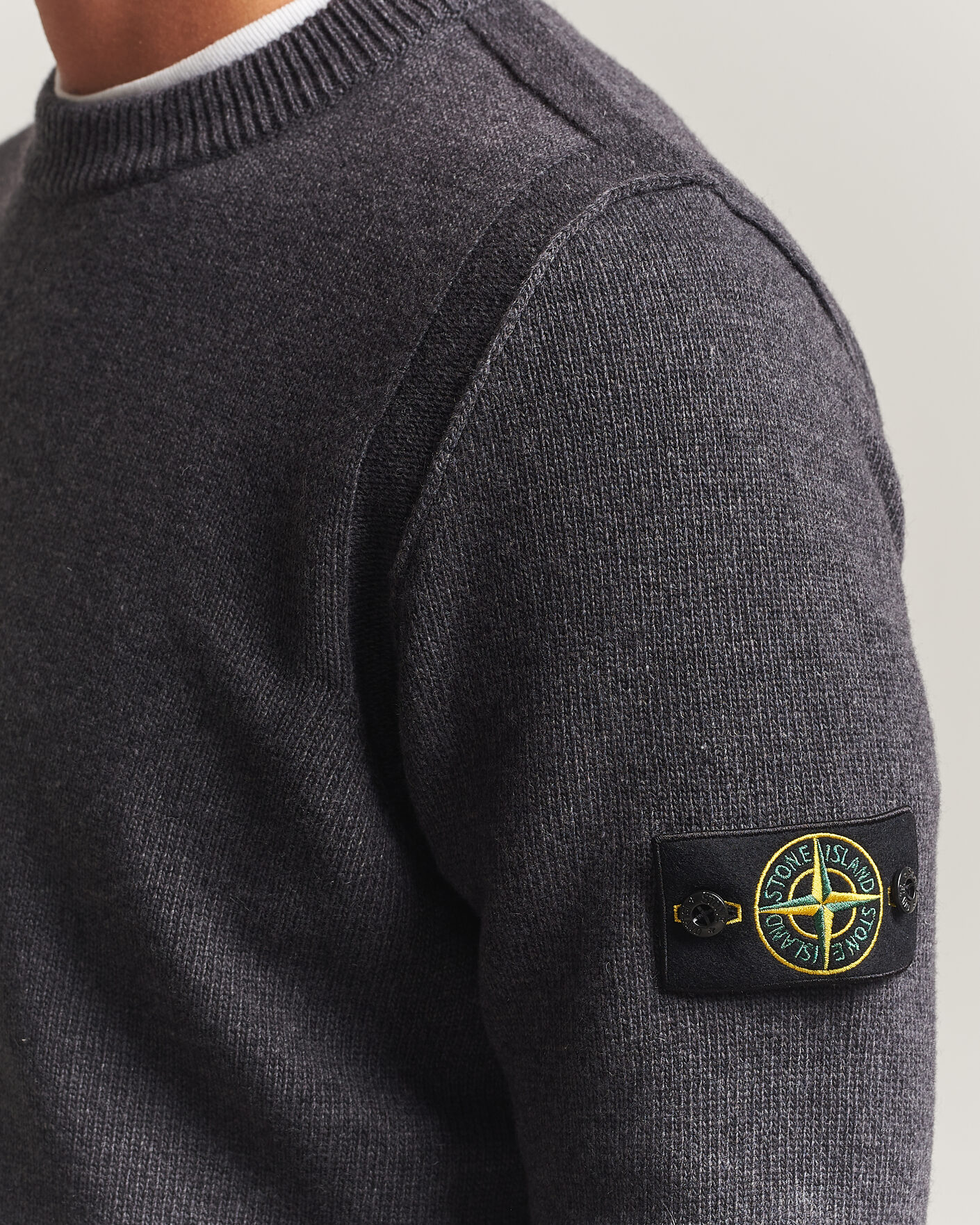 Men | Sweaters & Knitwear | Stone Island | Knitted Lambswool Crew Neck Melange Lead