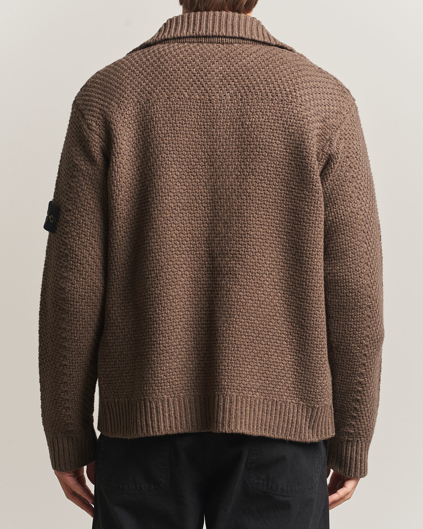 Men | Sweaters & Knitwear | Stone Island | Basket Stitch Lambswool Cardigan Umber Melange