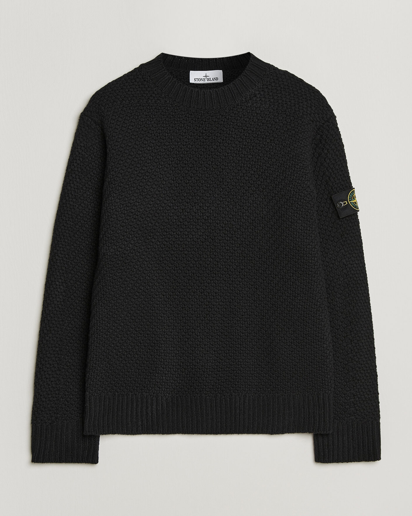 Men | Sweaters & Knitwear | Stone Island | Basket Stitch Lambswool Crew Neck Black
