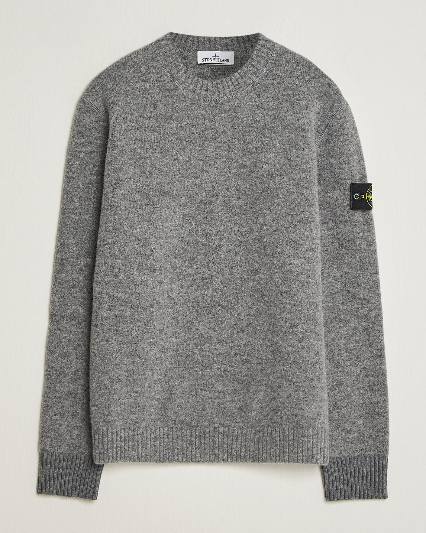 Men | Sweaters & Knitwear | Stone Island | Baby Alpaca Blend Contrast Crew Grey Melange
