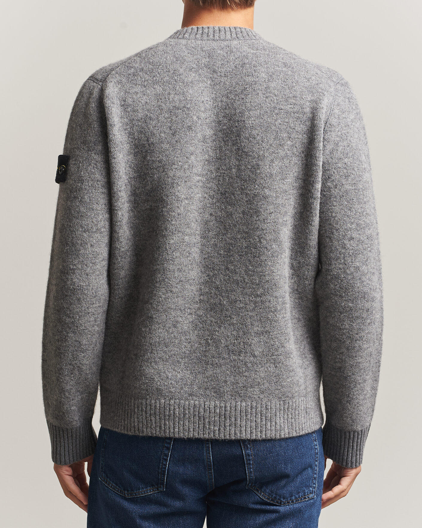 Men | Sweaters & Knitwear | Stone Island | Baby Alpaca Blend Contrast Crew Grey Melange