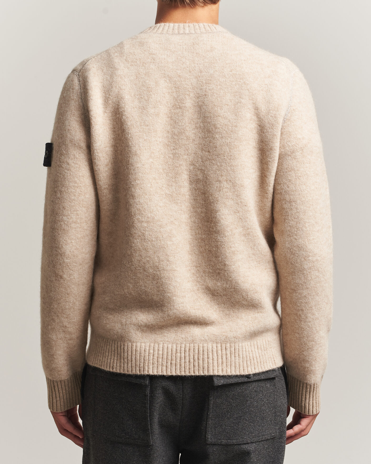 Men | Sweaters & Knitwear | Stone Island | Baby Alpaca Blend Contrast Crew Beige Melange