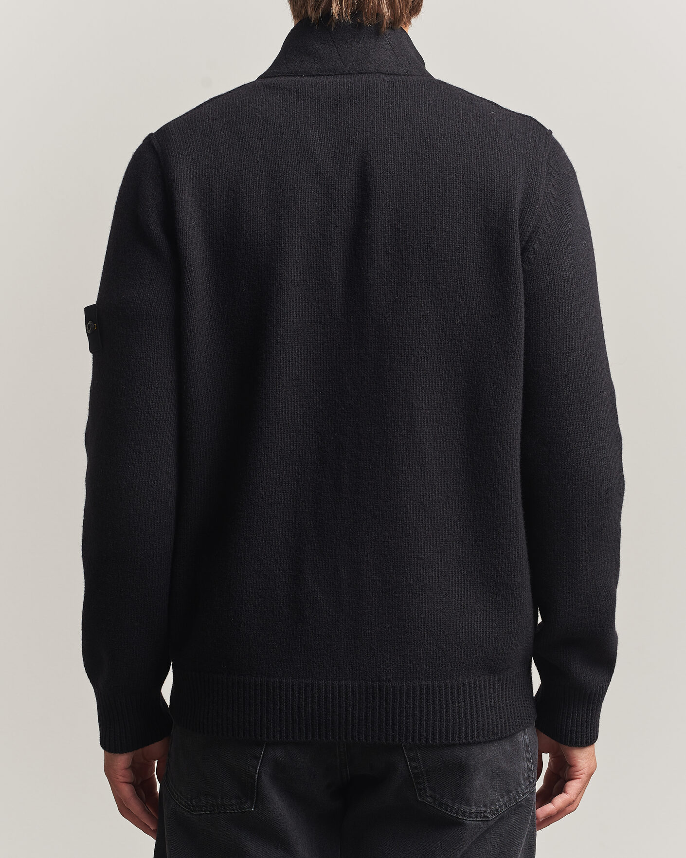 Men | Sweaters & Knitwear | Stone Island | Knitted Lambswool Zip Button Cardigan Black