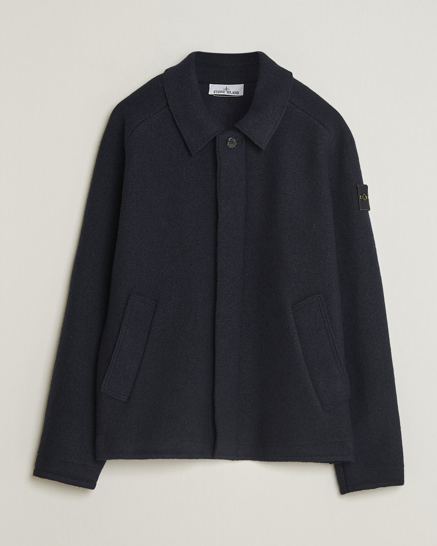 Men | Sweaters & Knitwear | Stone Island | Felted Wool Cardigan Navy Blue