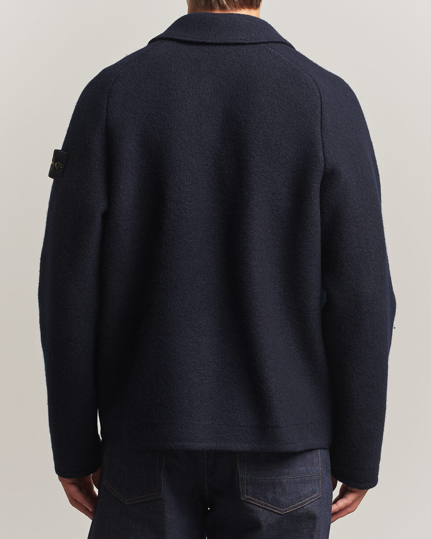 Men | Sweaters & Knitwear | Stone Island | Felted Wool Cardigan Navy Blue