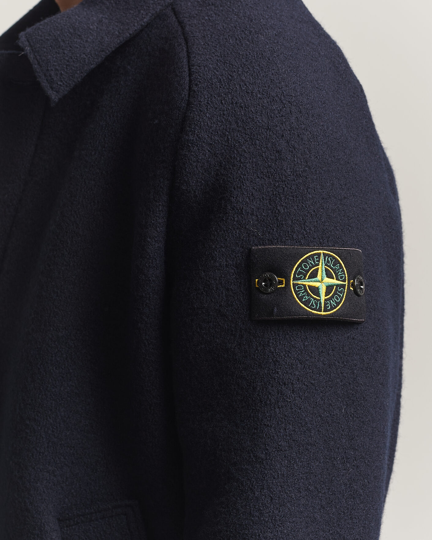 Men | Sweaters & Knitwear | Stone Island | Felted Wool Cardigan Navy Blue