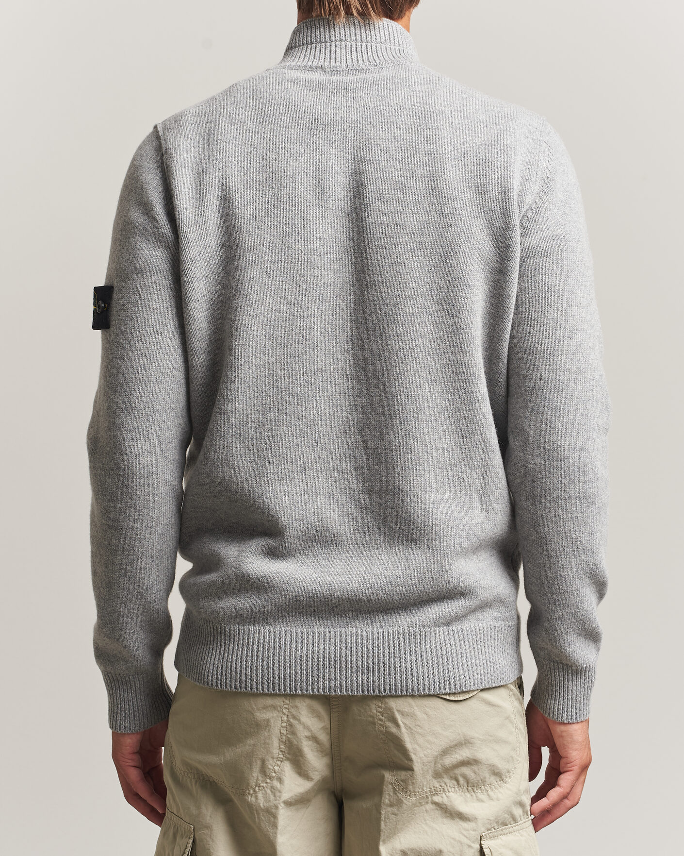 Men | Sweaters & Knitwear | Stone Island | Knitted Lambswool Half Button Zip Grey Melange