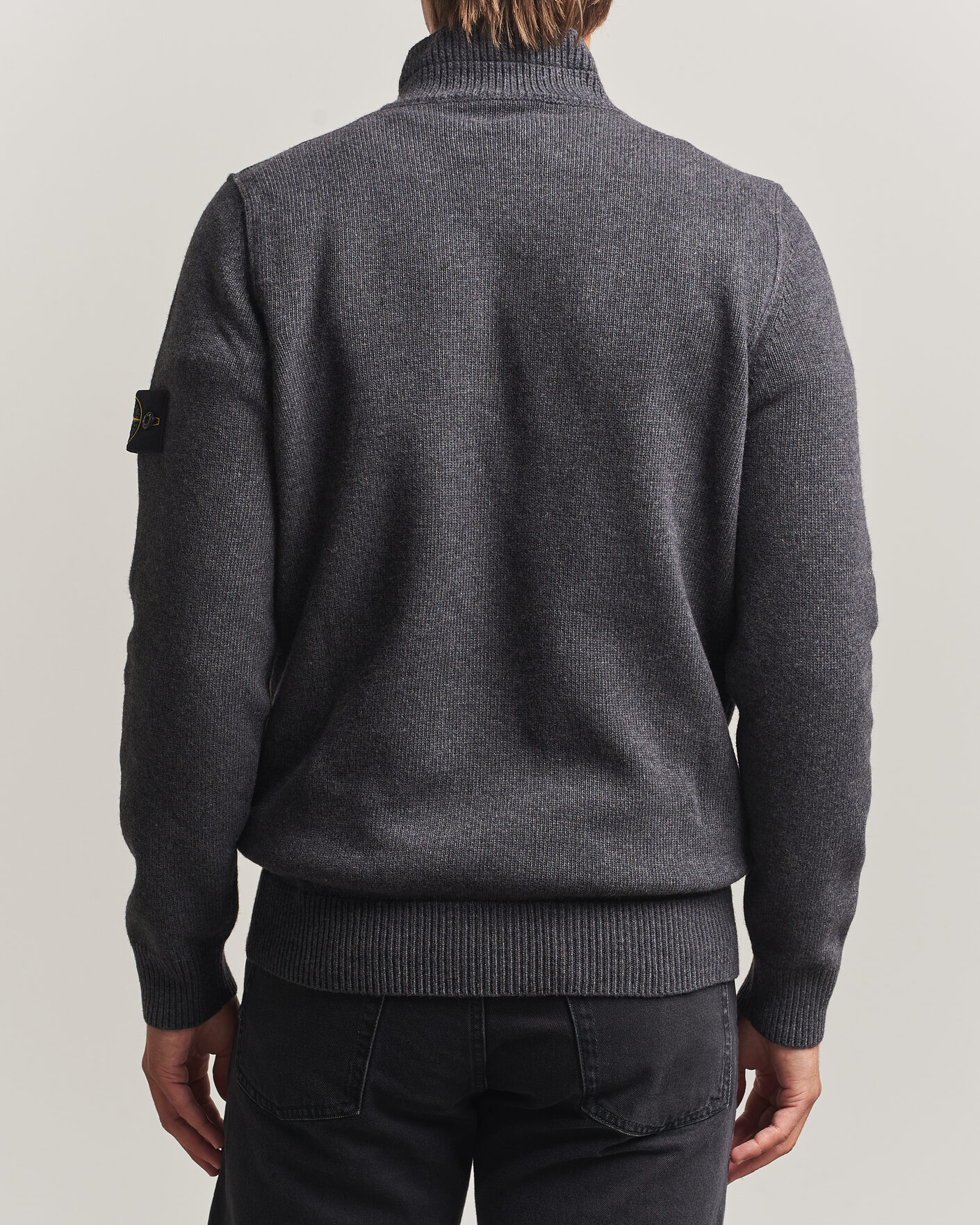 Men | Sweaters & Knitwear | Stone Island | Knitted Lambswool Half Button Zip Melange Lead