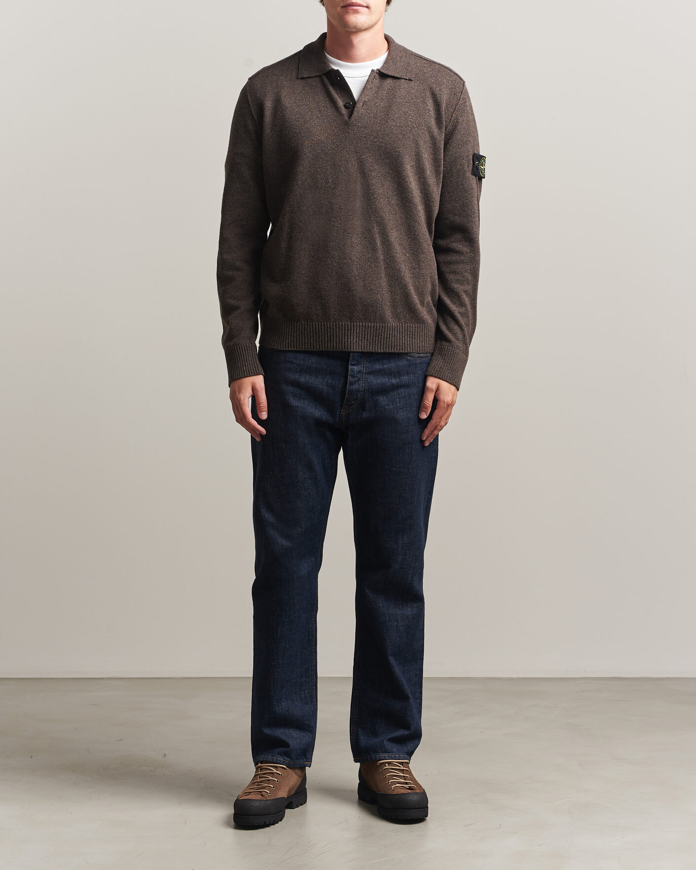 Men | Sweaters & Knitwear | Stone Island | Knitted Geelong Wool Polo Melange Lead