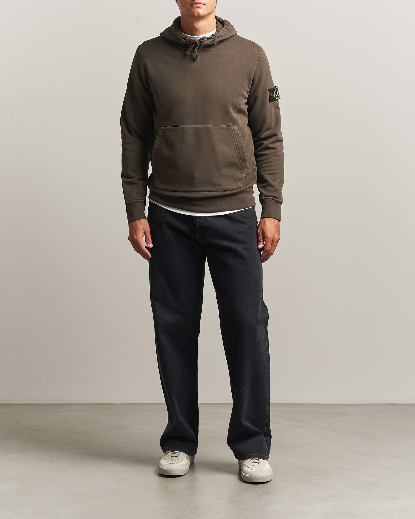 Men | Sweaters & Knitwear | Stone Island | Garment Dyed Fleece Hood Coal Grey