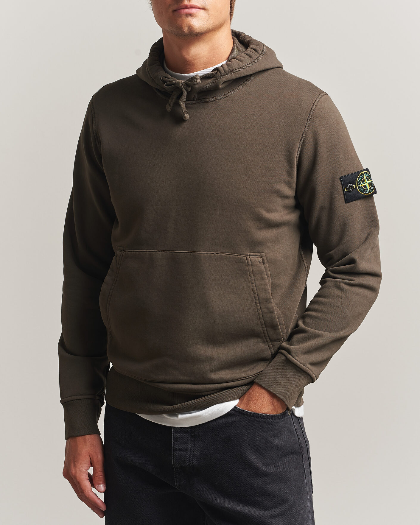 Men | Sweaters & Knitwear | Stone Island | Garment Dyed Fleece Hood Coal Grey
