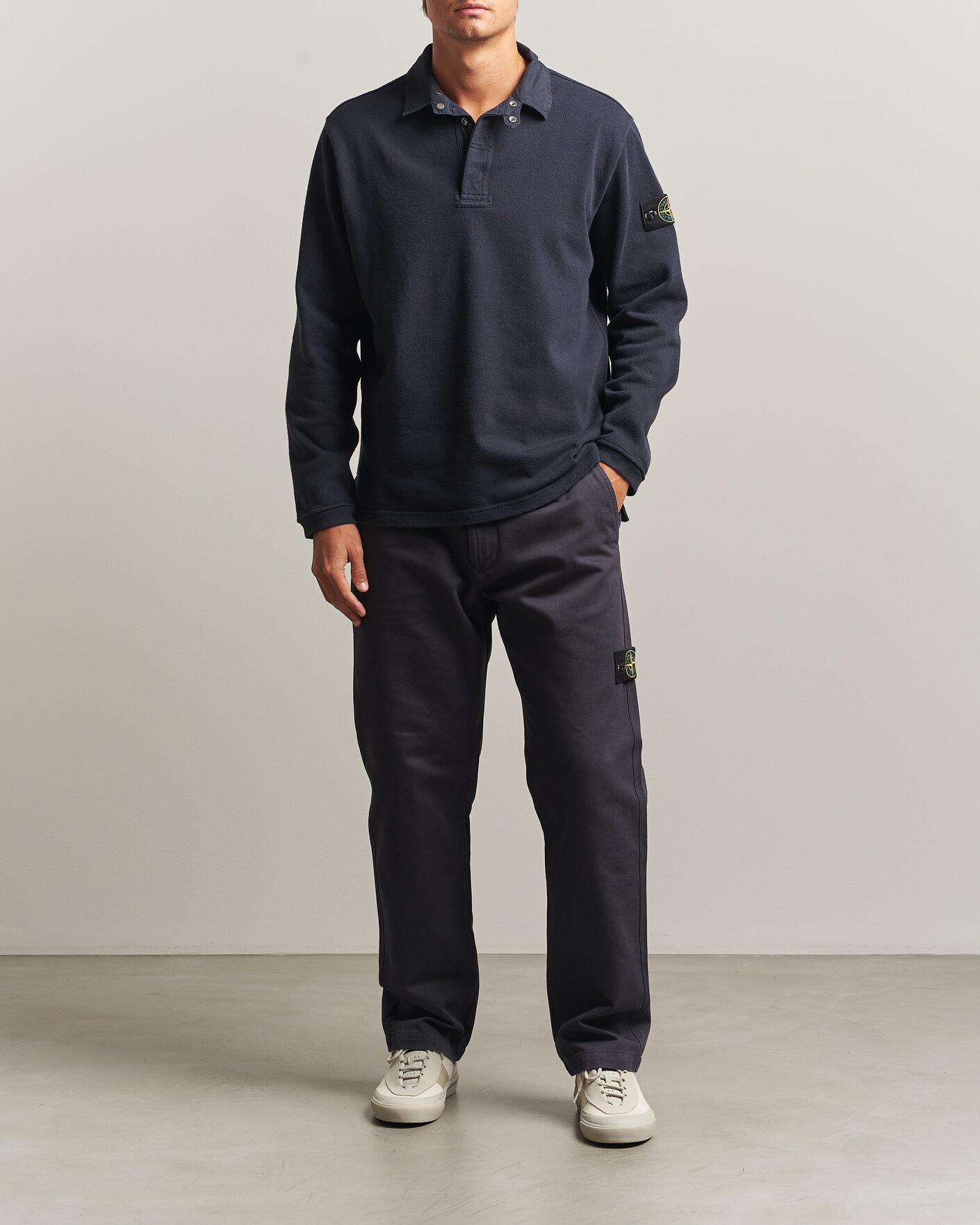 Men | Sweaters & Knitwear | Stone Island | Heavy Cotton Jersey Polo Blue Navy