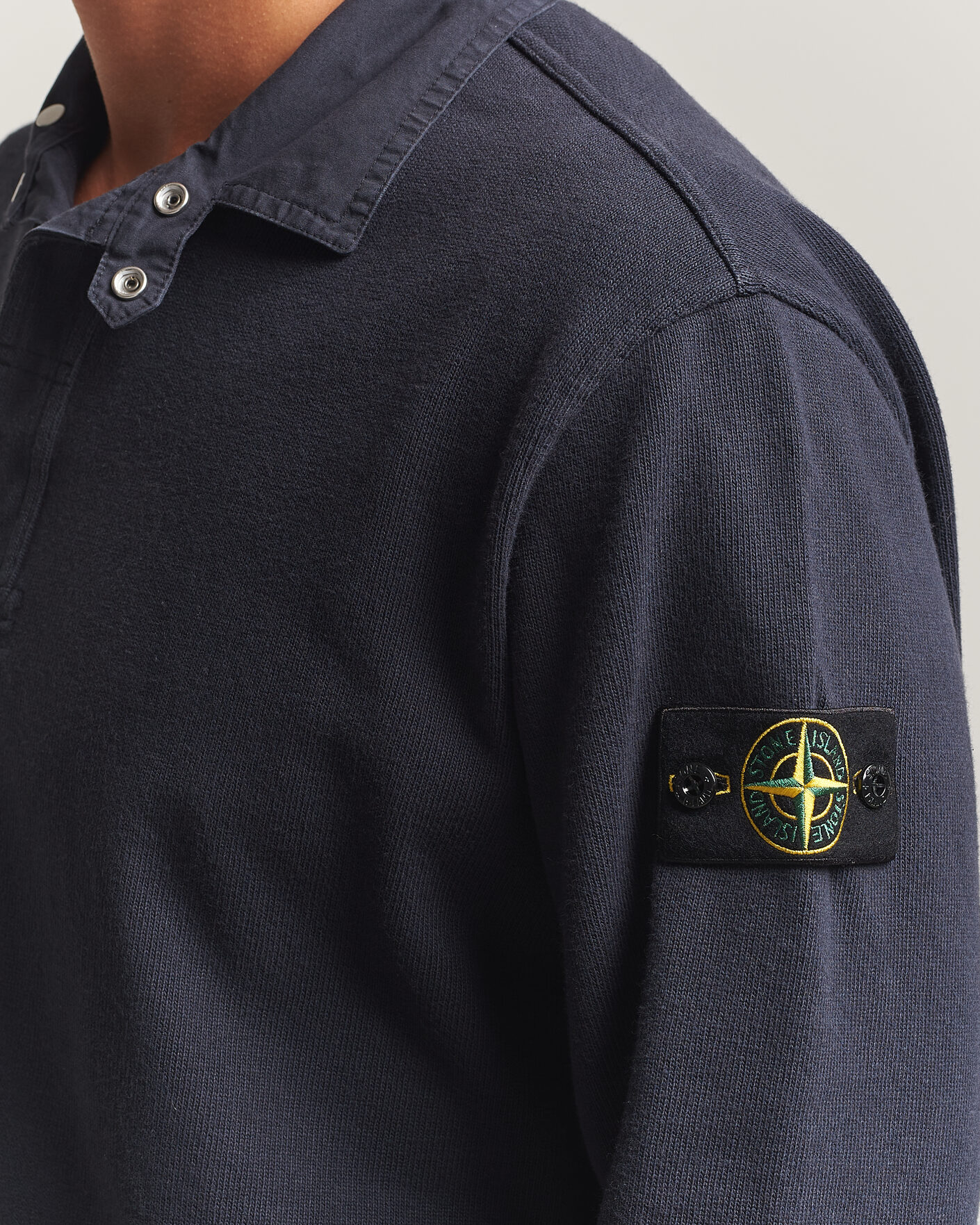 Men | Sweaters & Knitwear | Stone Island | Heavy Cotton Jersey Polo Blue Navy