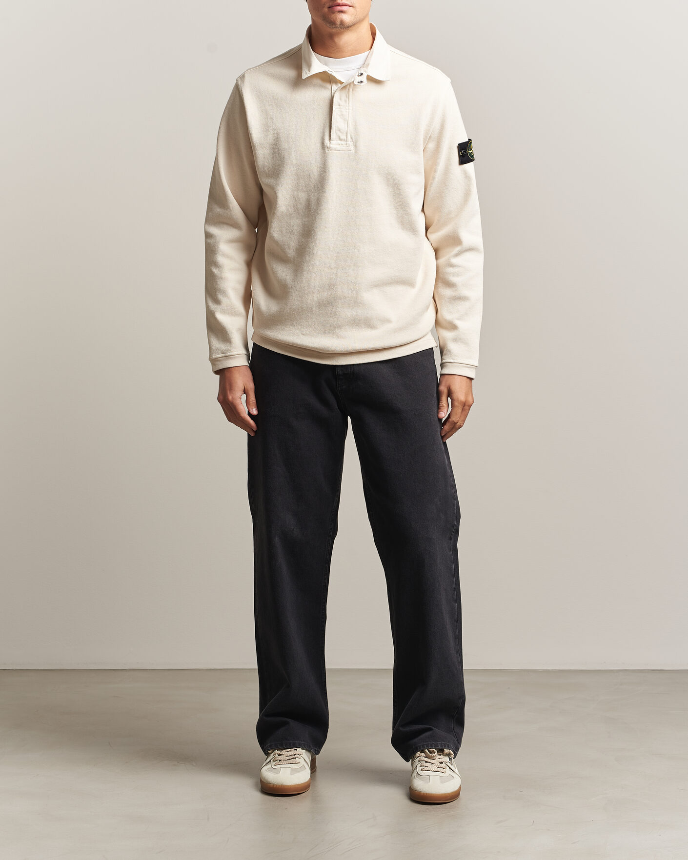 Men | Sweaters & Knitwear | Stone Island | Heavy Cotton Jersey Polo Ivory