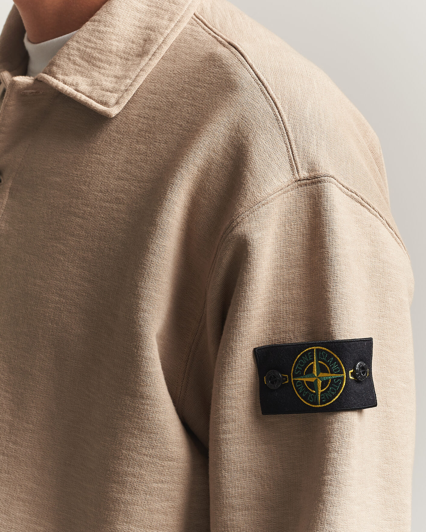 Men | Sweaters & Knitwear | Stone Island | Tubular Cotton Fleece Polo Biscuit