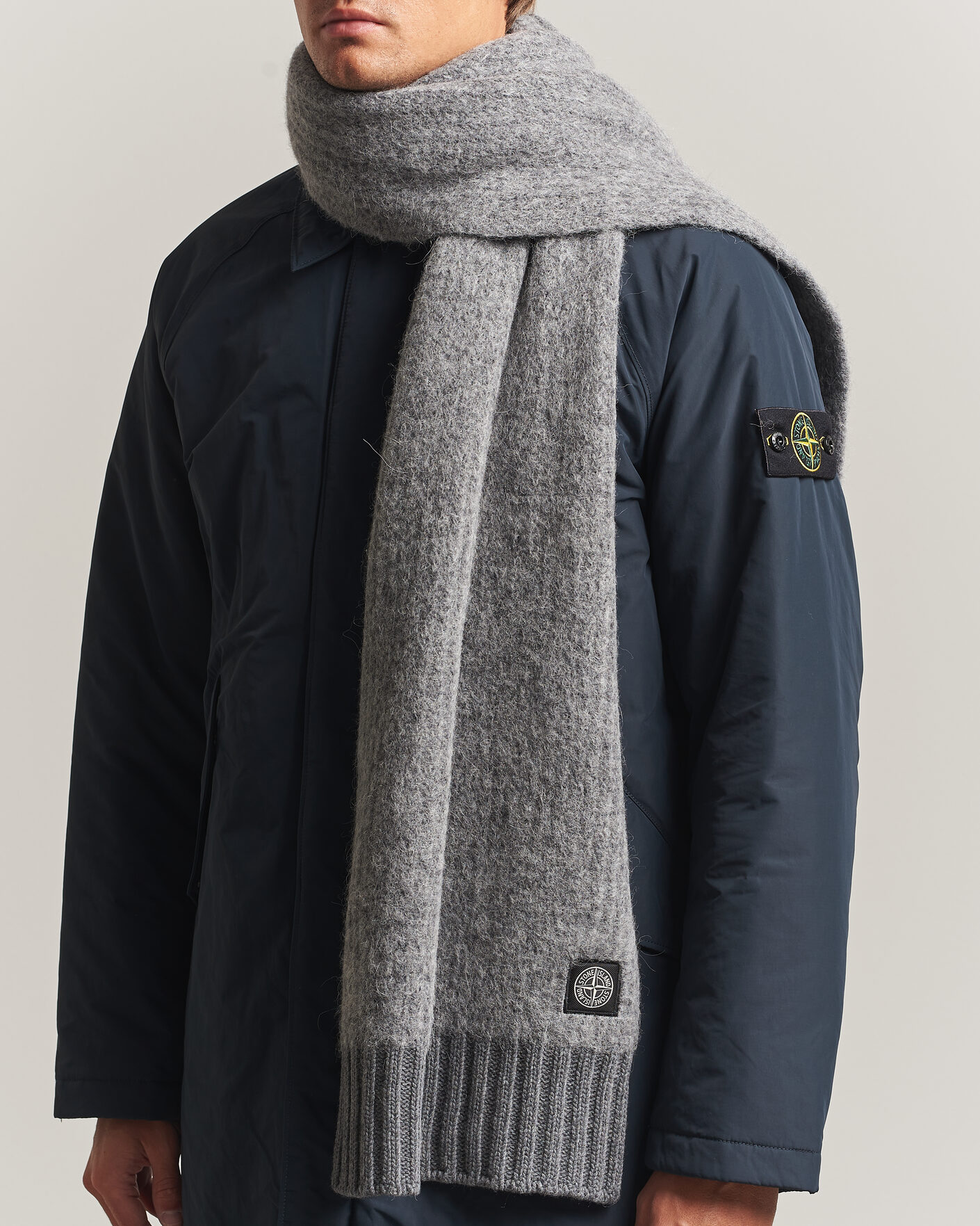 Men | Scarves | Stone Island | Baby Alpaca Blend Scarf Grey Melange