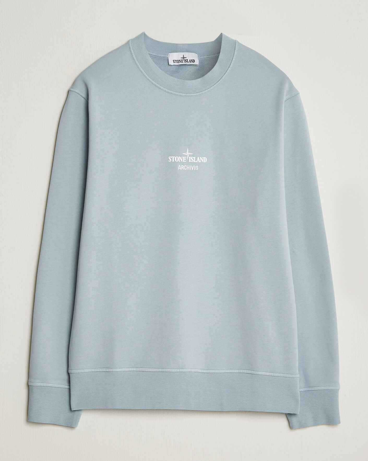 Men | Sweaters & Knitwear | Stone Island | Cotton Fleece Archivio Print Sweatshirt Ash Grey