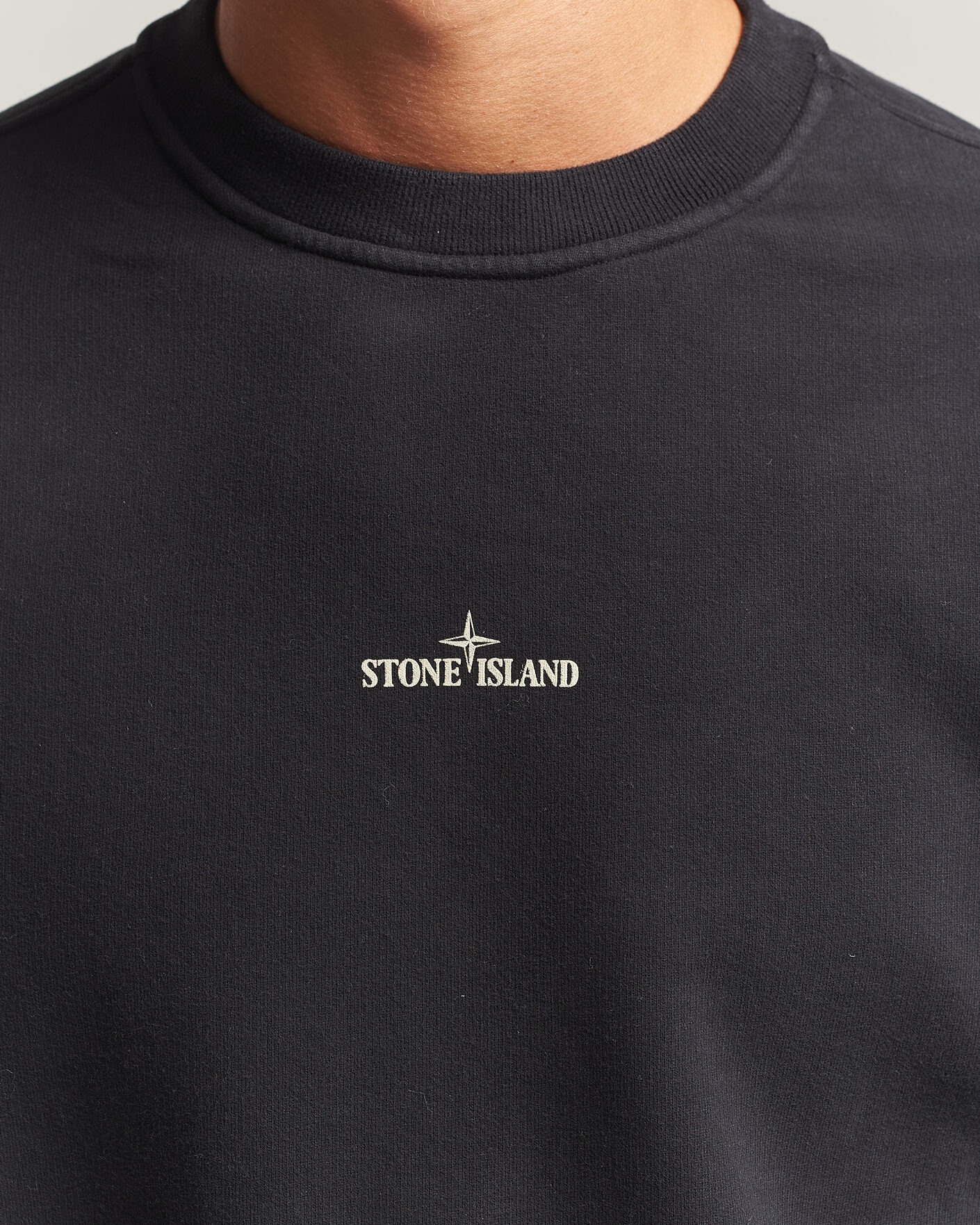 Men | Sweaters & Knitwear | Stone Island | Cotton Fleece Blurred Compas Print Sweatshirt Black