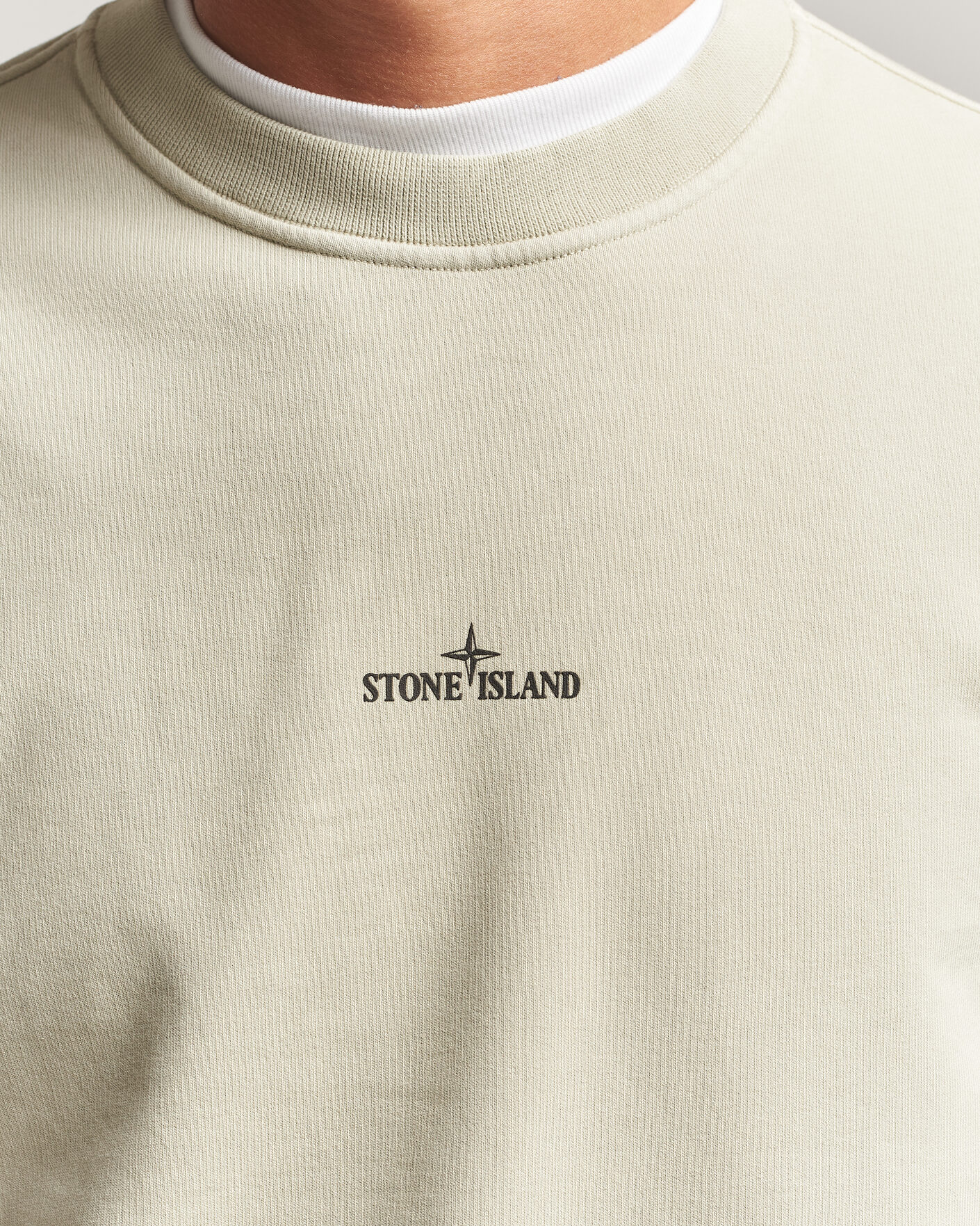 Men | Sweaters & Knitwear | Stone Island | Cotton Fleece Blurred Compas Print Sweatshirt Sand