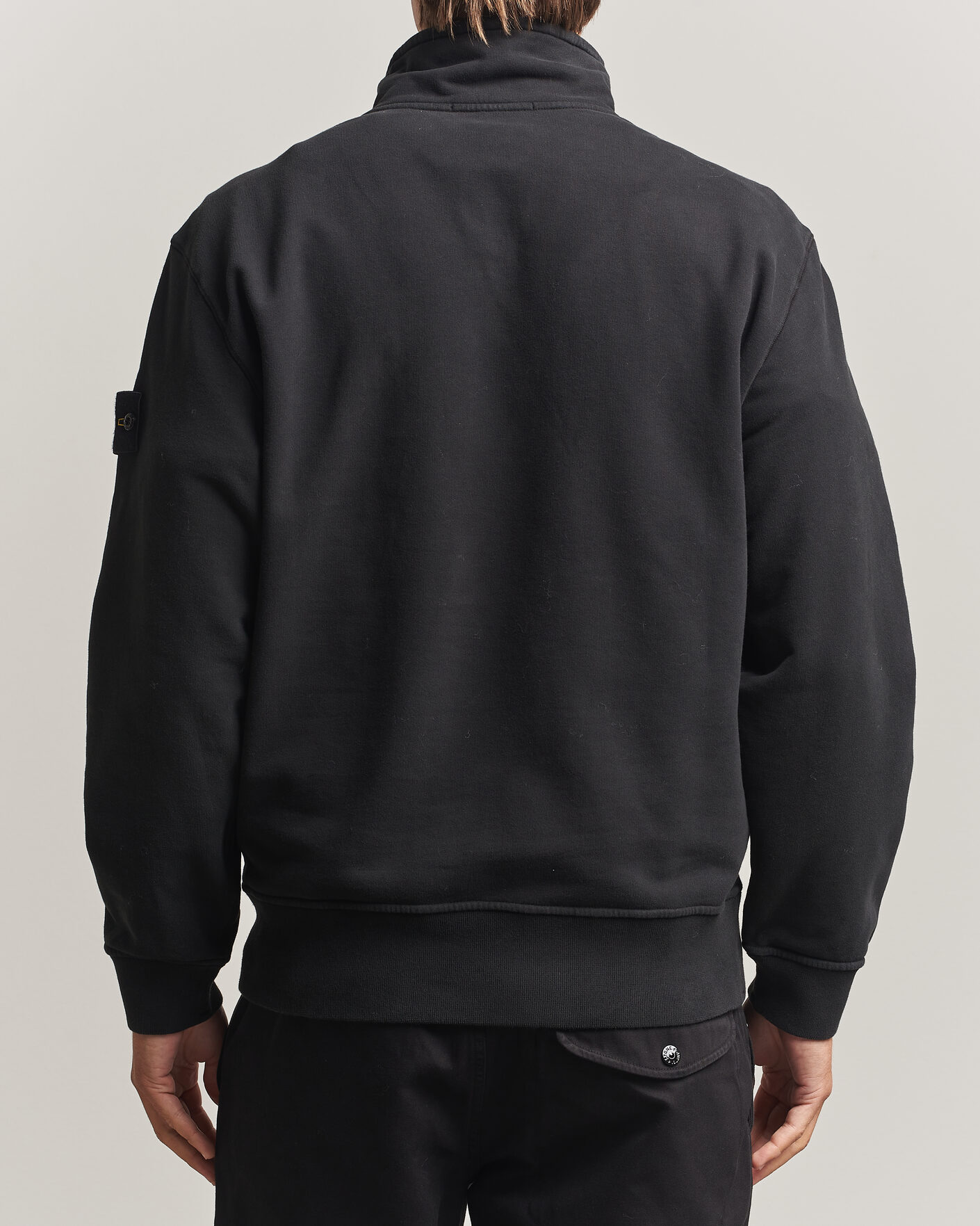 Men | Sweaters & Knitwear | Stone Island | Brushed Cotton Fleece Half Zip Black
