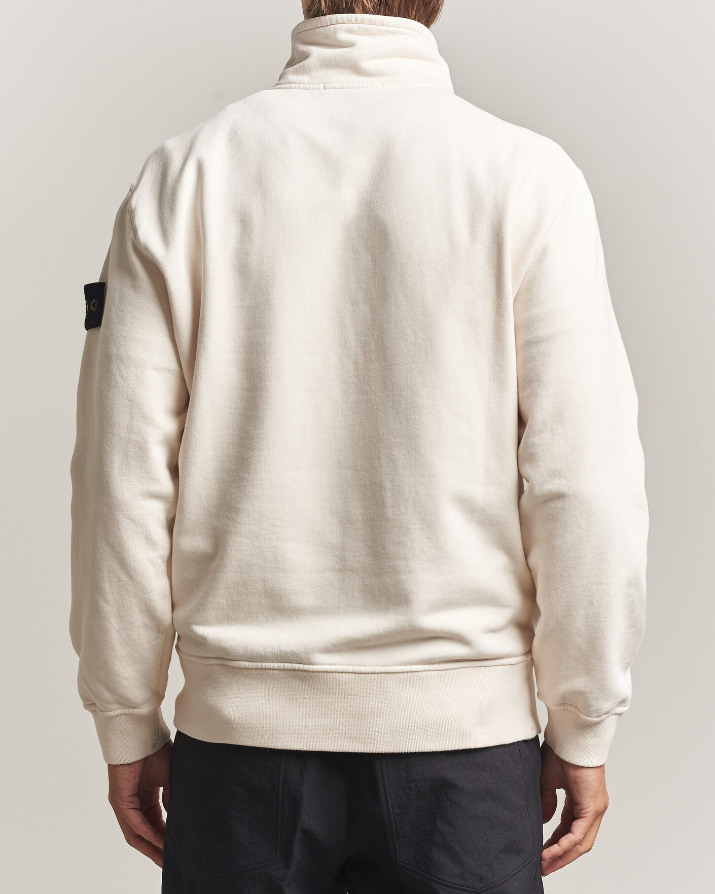 Men | Sweaters & Knitwear | Stone Island | Brushed Cotton Fleece Half Zip Ivory