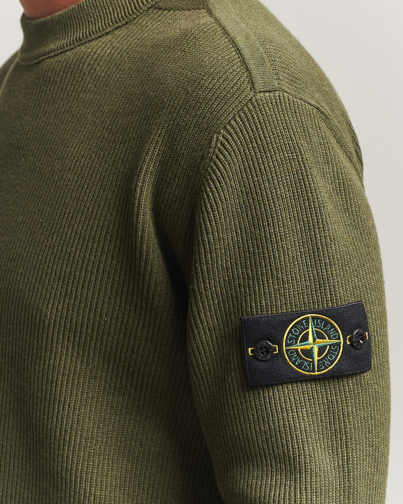 Men | Sweaters & Knitwear | Stone Island | Ribbed Soft Organic Cotton Crew Neck Military Green