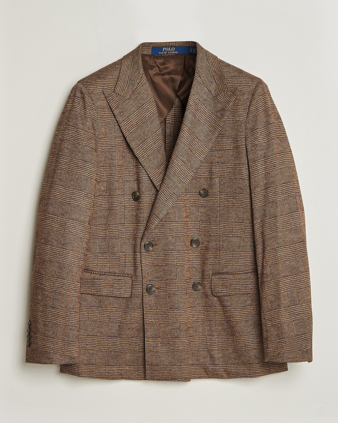 Men | Blazers | Polo Ralph Lauren | Double Breasted Glenplaid Knit Sportcoat Tan/Brown