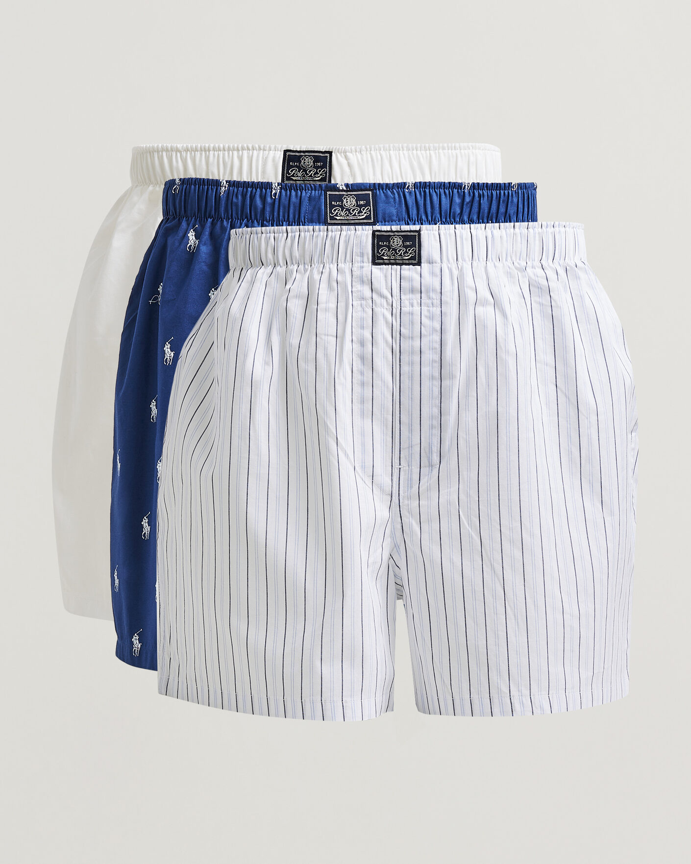 Men | Underwear & Socks | Polo Ralph Lauren | 3-Pack Woven Boxer Blue/White