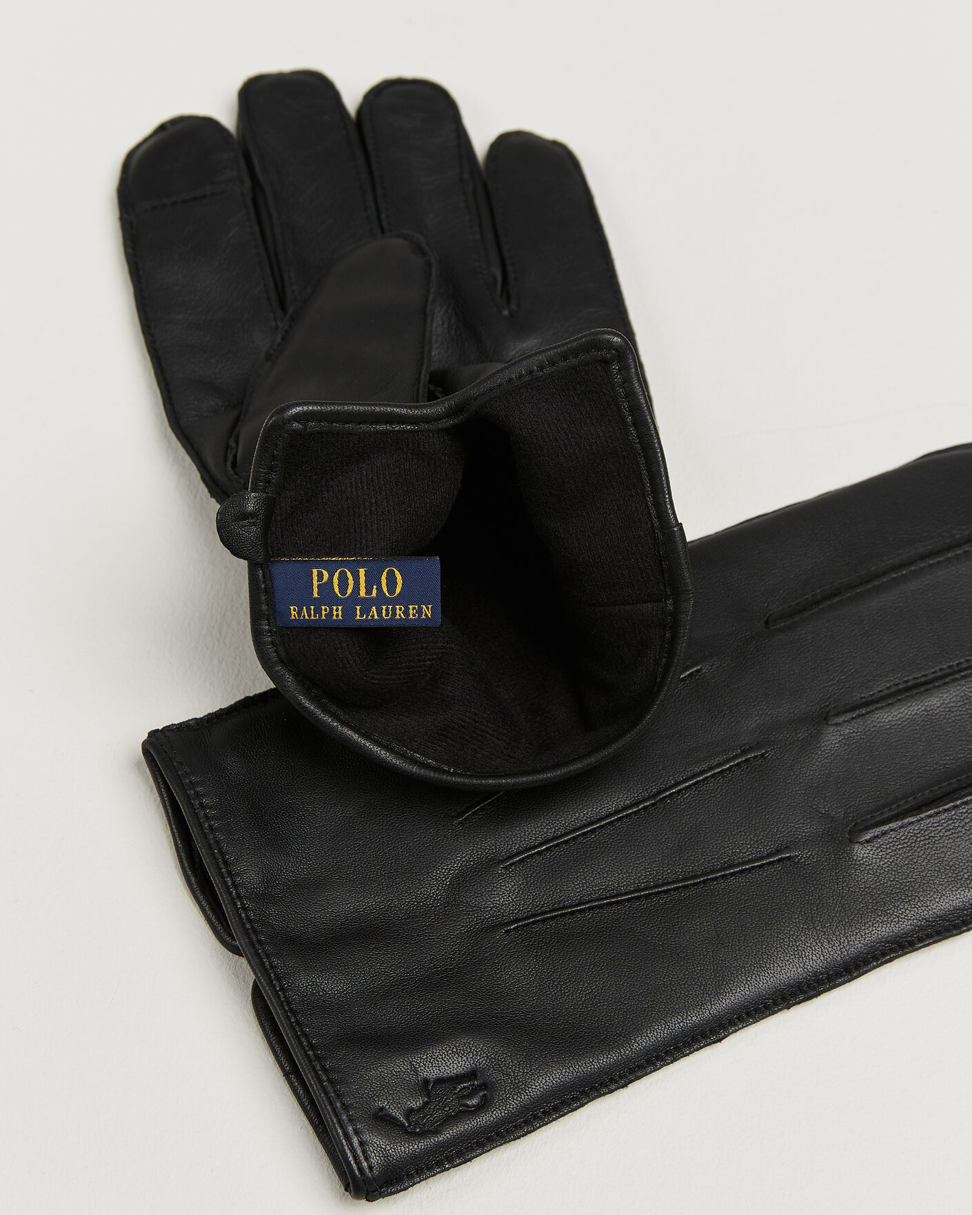 Men | Gloves | Polo Ralph Lauren | Water-Repellent Leather Gloves Black