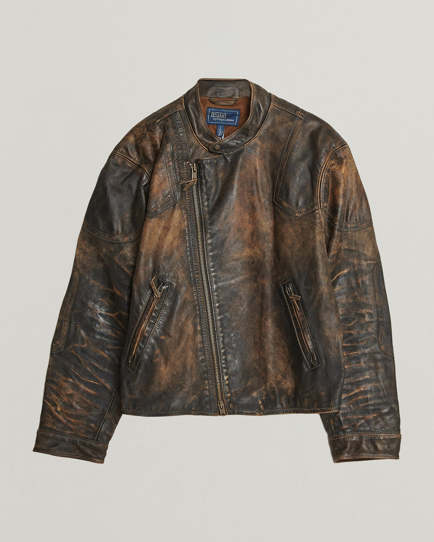 Men | Coats & Jackets | Polo Ralph Lauren | Leather Bomber Jacket Brown/Black Amber