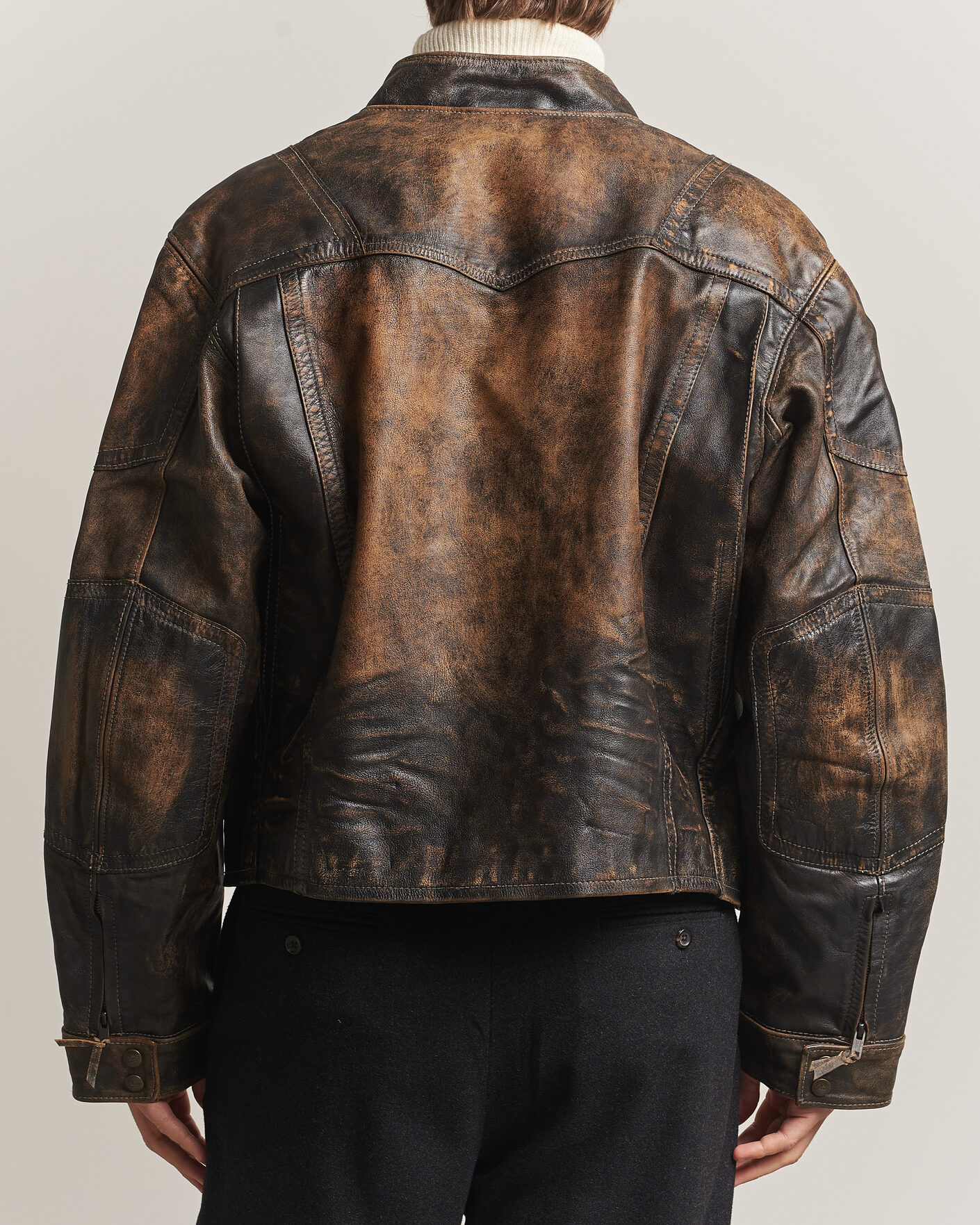 Men | Coats & Jackets | Polo Ralph Lauren | Leather Bomber Jacket Brown/Black Amber