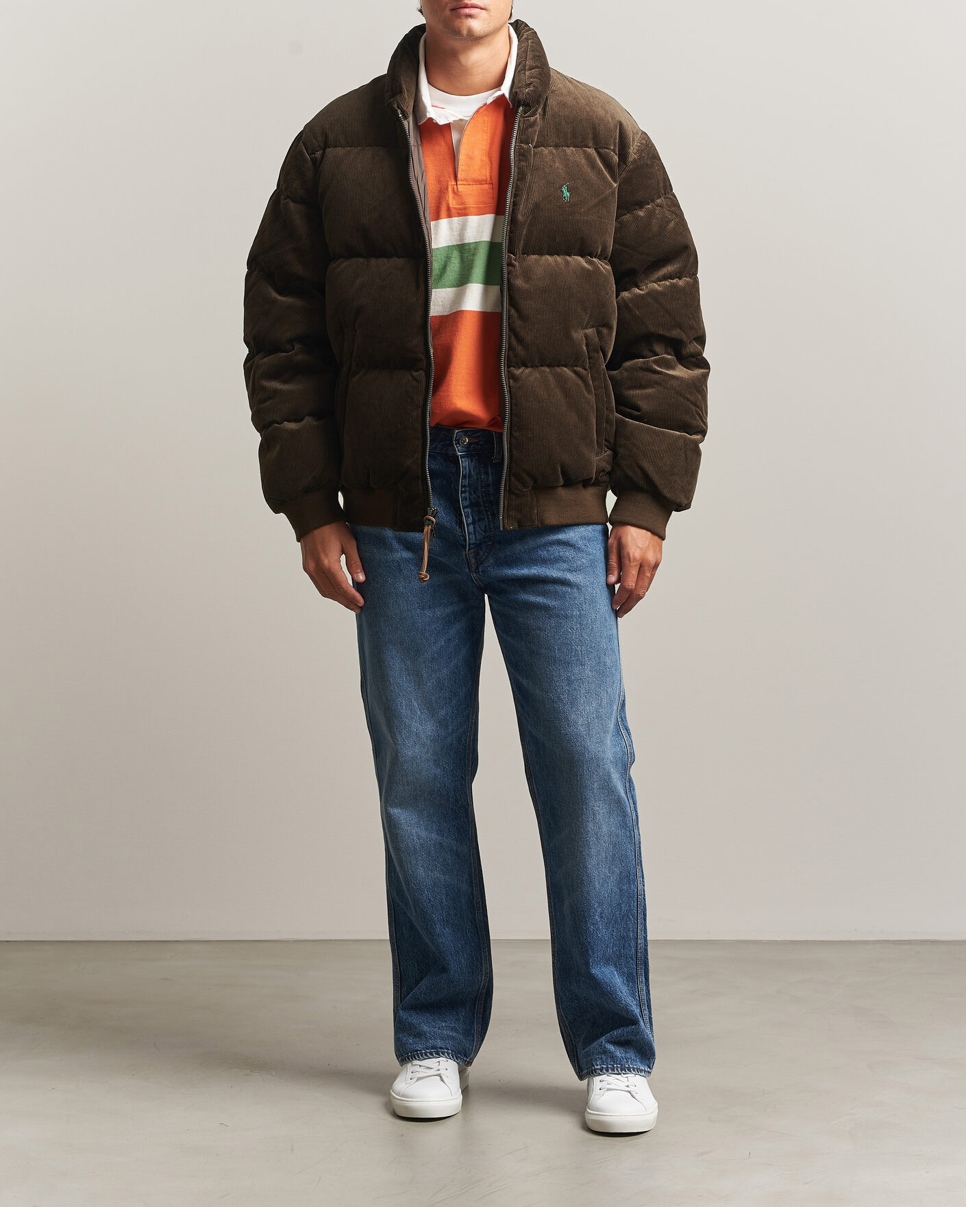 Men | Coats & Jackets | Polo Ralph Lauren | Corduroy Puffer Jacket Dark Beech