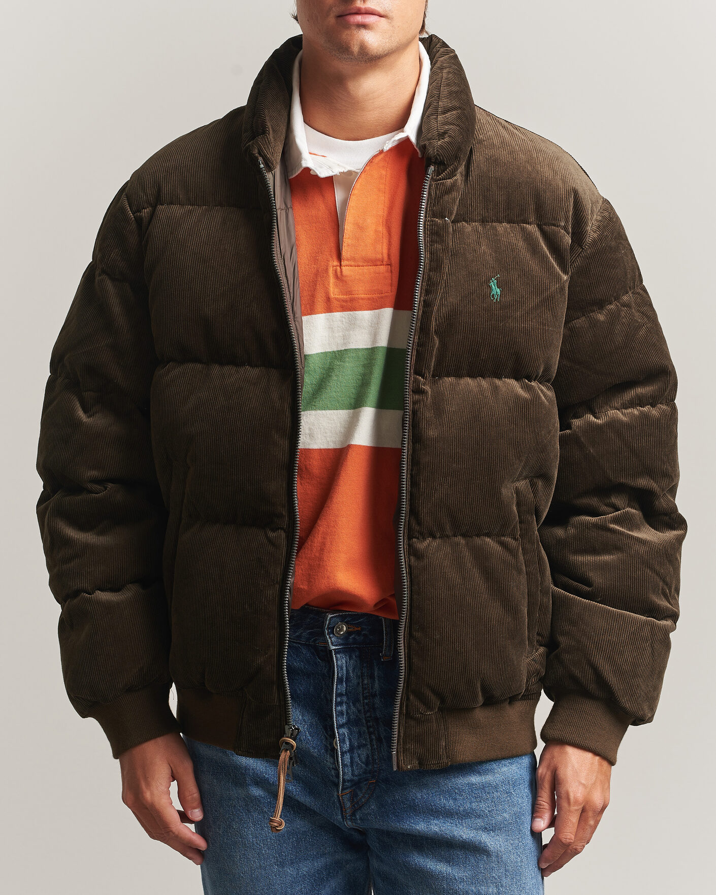 Men | Coats & Jackets | Polo Ralph Lauren | Corduroy Puffer Jacket Dark Beech