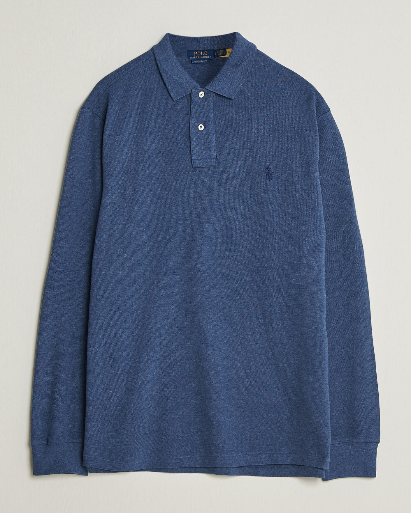 Men | Polo Shirts | Polo Ralph Lauren | Custom Slim Fit Long Sleeve Polo Derby Blue Heather