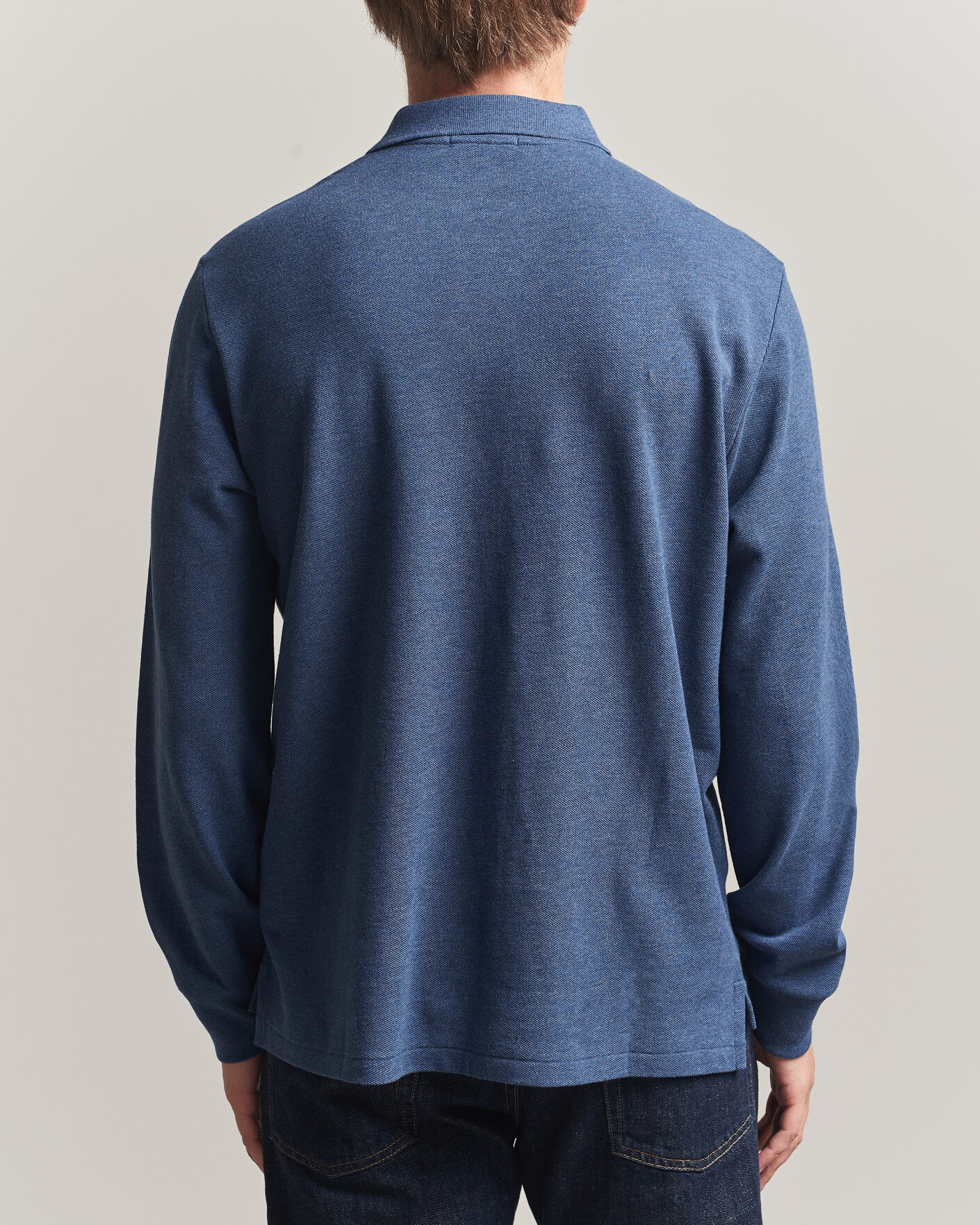 Men | Polo Shirts | Polo Ralph Lauren | Custom Slim Fit Long Sleeve Polo Derby Blue Heather