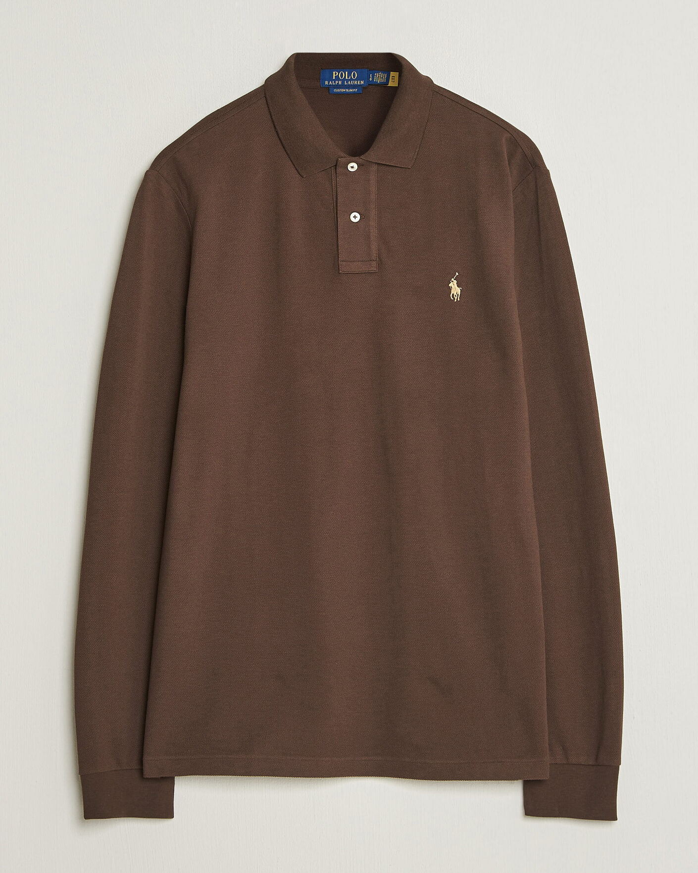 Men | Polo Shirts | Polo Ralph Lauren | Custom Slim Fit Long Sleeve Polo Nutmeg Brown