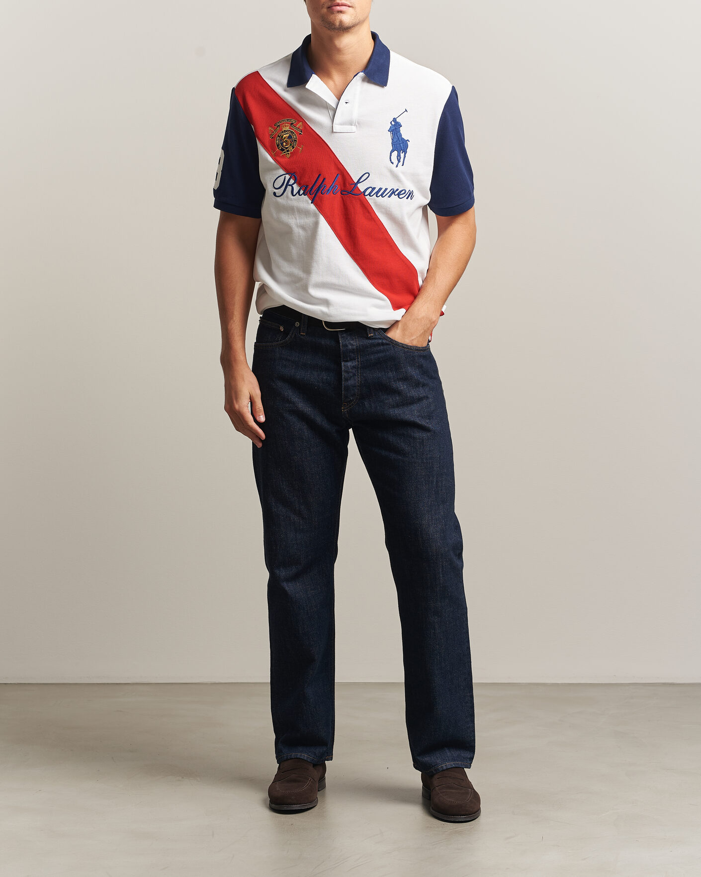 Men | Polo Shirts | Polo Ralph Lauren | Classic Fit Diagonal Stripe Polo White