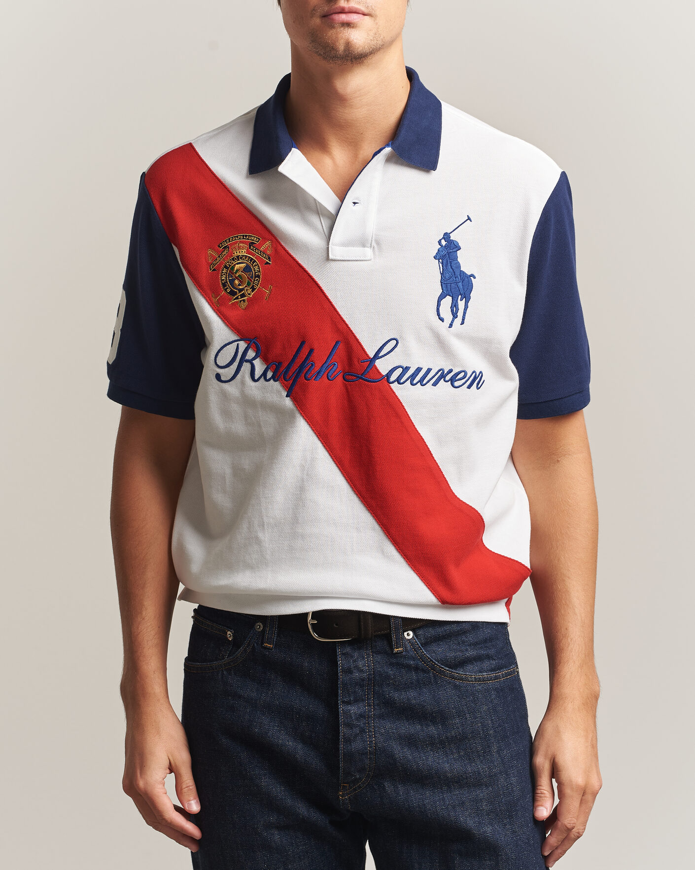 Men | Polo Shirts | Polo Ralph Lauren | Classic Fit Diagonal Stripe Polo White