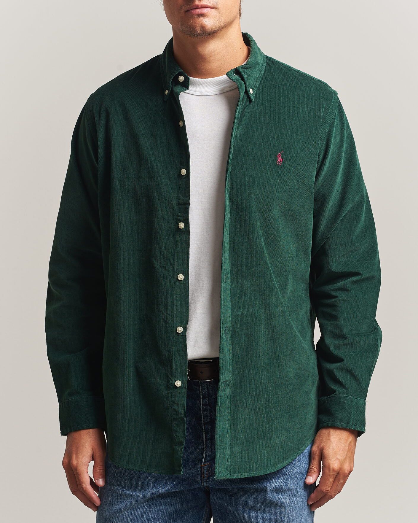 Men | Shirts | Polo Ralph Lauren | Custom Fit BD Corduroy Shirt Moss Agate
