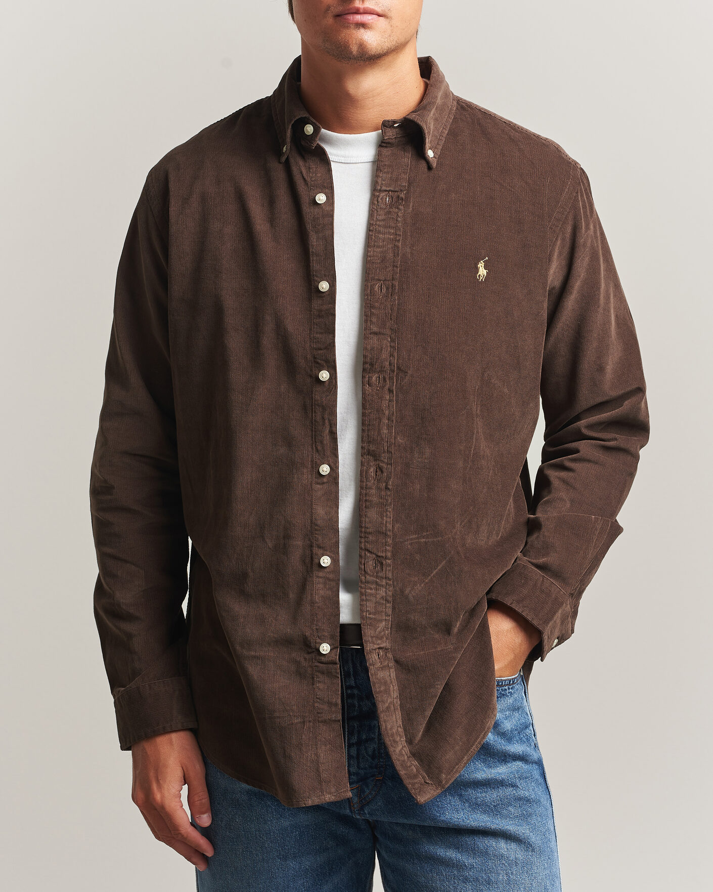 Men | Shirts | Polo Ralph Lauren | Custom Fit BD Corduroy Shirt Nutmeg Brown
