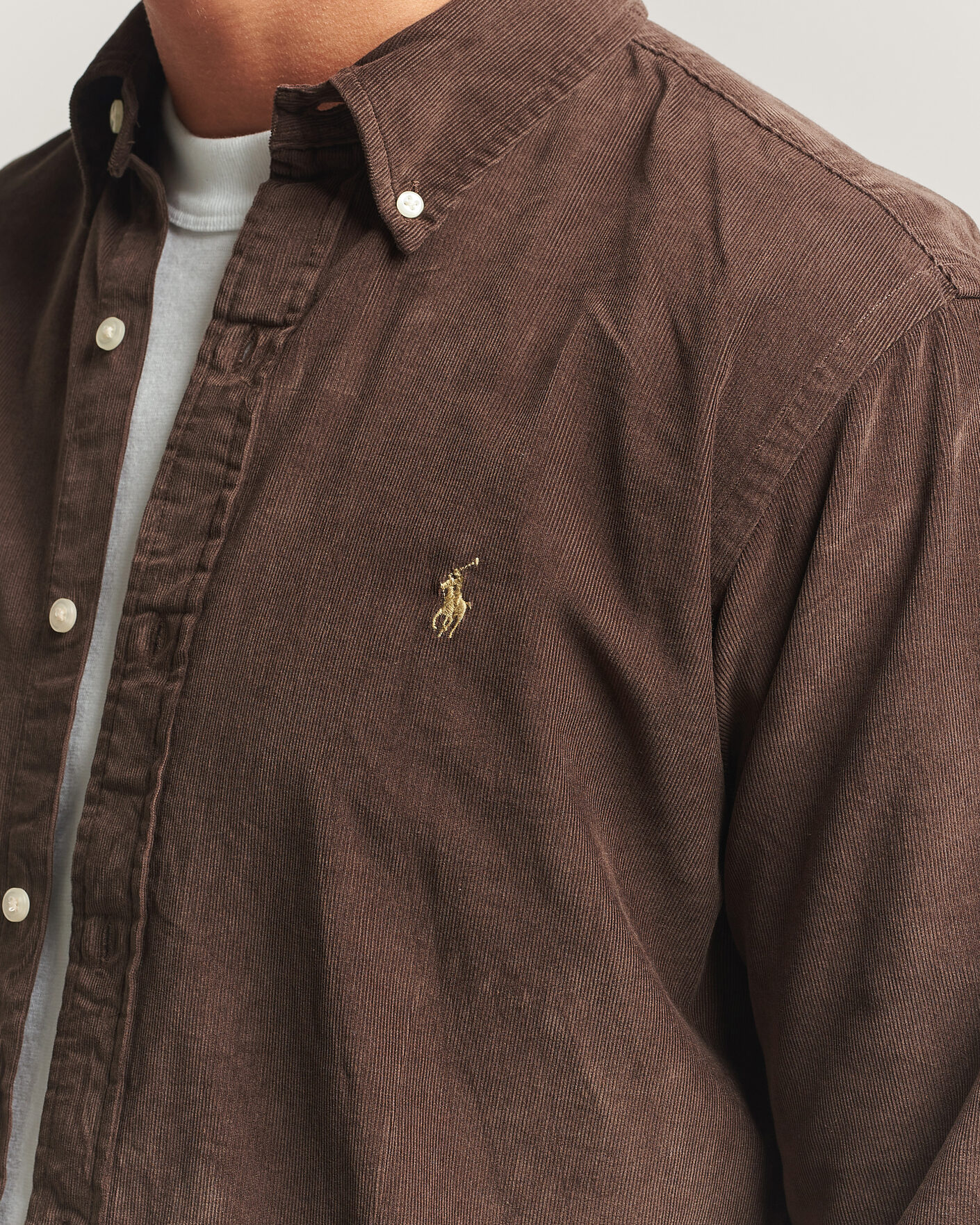 Men | Shirts | Polo Ralph Lauren | Custom Fit BD Corduroy Shirt Nutmeg Brown