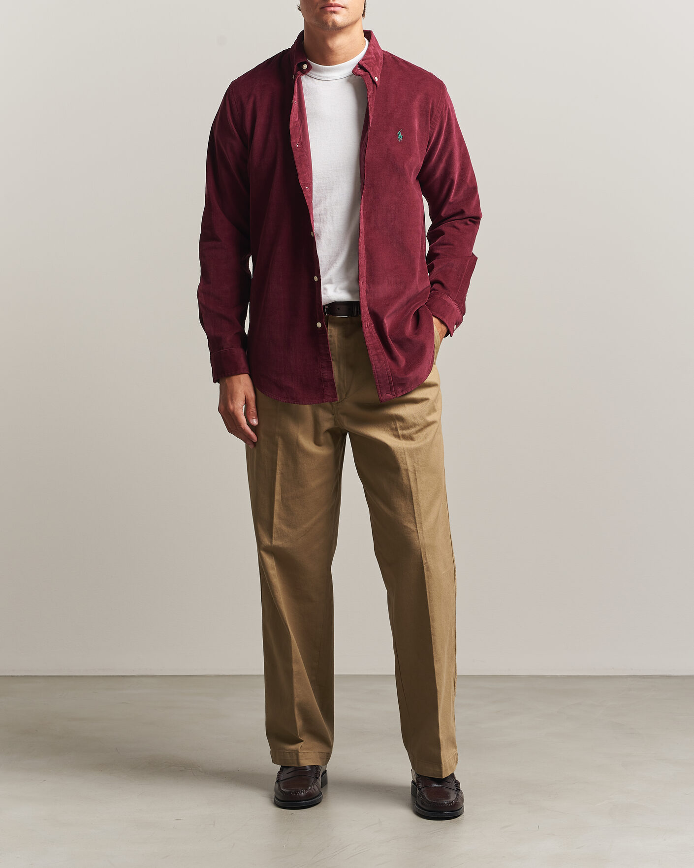 Men | Shirts | Polo Ralph Lauren | Custom Fit BD Corduroy Shirt Classic Wine